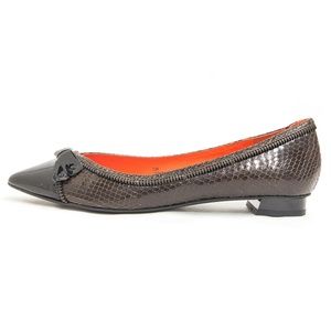 Via Spiga Dottie Olive Brown Snake Leather Flats